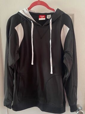 Black Hoodie with White Mesh Lined Hood